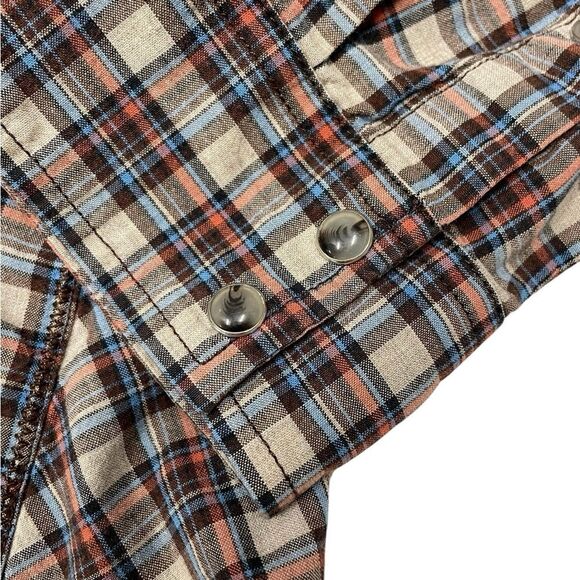 Prana Archer Pearl Snap Button Down Plaid Shirt Size Large - Picture 3 of 5